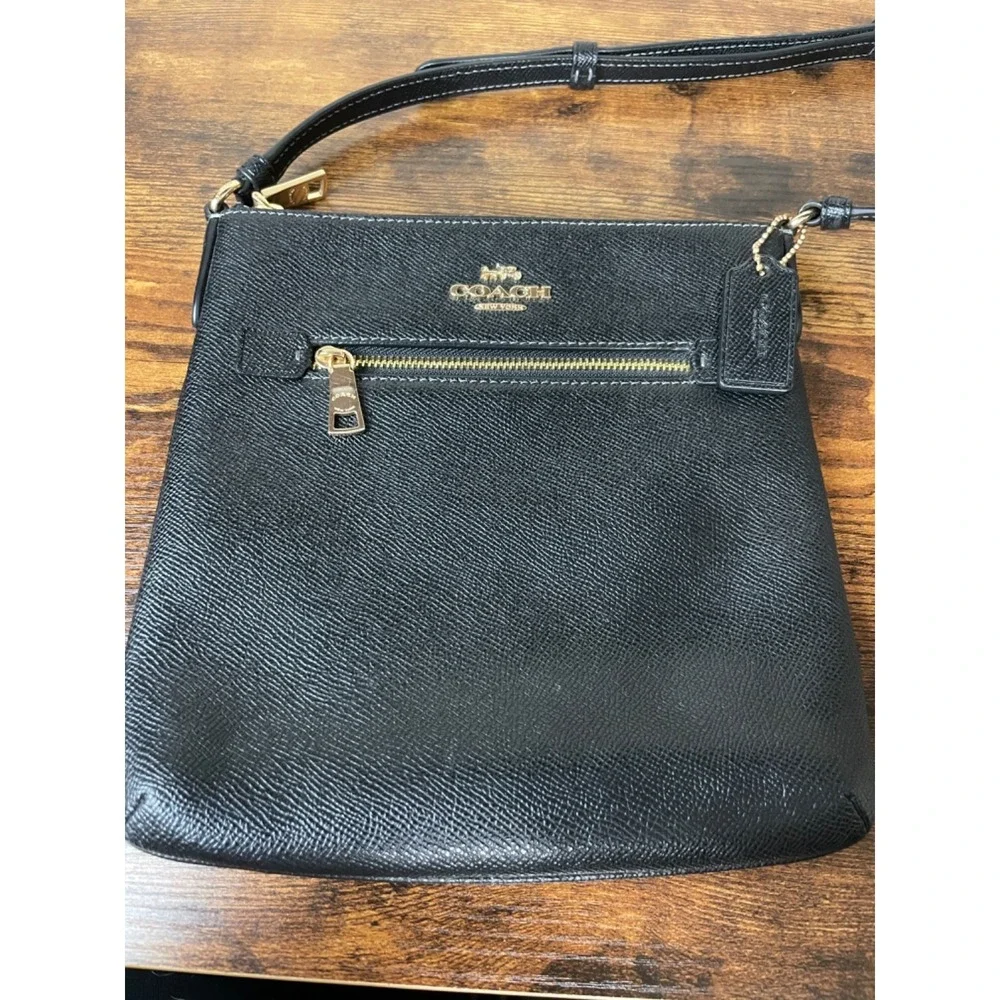 Coach Mini Rowan File Cross Bag Black Leather And Gold Hardware EUC - Picture 13 of 14